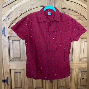 2/10.00 Men's Hang Ten Red Patterned Short Sleeve Shirt M